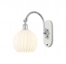  518-1W-WPC-G1217-8WV - White Venetian - 1 Light - 8 inch - White Polished Chrome - Sconce