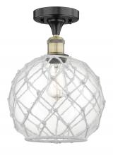  616-1F-BAB-G122-10RW - Farmhouse Rope - 1 Light - 10 inch - Black Antique Brass - Semi-Flush Mount