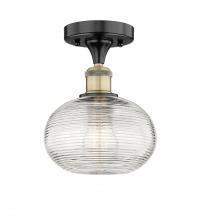  616-1F-BAB-G555-8CL - Ithaca - 1 Light - 8 inch - Black Antique Brass - Semi-Flush Mount