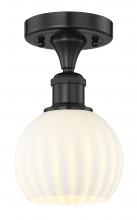  616-1F-BK-G1217-6WV - White Venetian - 1 Light - 6 inch - Matte Black - Semi-Flush Mount