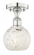 Innovations Lighting 616-1F-PN-G1216-6WM - White Mouchette - 1 Light - 6 inch - Polished Nickel - Semi-Flush Mount