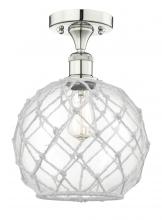 Innovations Lighting 616-1F-PN-G122-10RW - Farmhouse Rope - 1 Light - 10 inch - Polished Nickel - Semi-Flush Mount