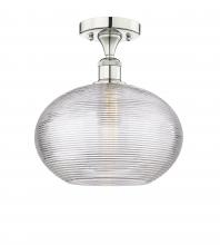  616-1F-PN-G555-12CL - Ithaca - 1 Light - 12 inch - Polished Nickel - Semi-Flush Mount