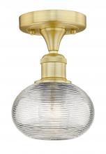  616-1F-SG-G555-6CL - Ithaca - 1 Light - 6 inch - Satin Gold - Semi-Flush Mount