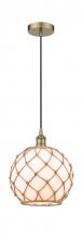  616-1P-AB-G121-10RB-LED - Farmhouse Rope - 1 Light - 10 inch - Antique Brass - Cord hung - Mini Pendant