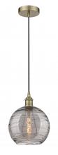  616-1P-AB-G1213-10SM - Athens Deco Swirl - 1 Light - 10 inch - Antique Brass - Cord hung - Mini Pendant