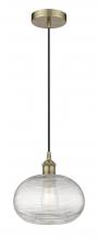  616-1P-AB-G555-10CL - Ithaca - 1 Light - 10 inch - Antique Brass - Cord hung - Mini Pendant