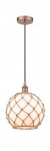 Innovations Lighting 616-1P-AC-G121-10RB-LED - Farmhouse Rope - 1 Light - 10 inch - Antique Copper - Cord hung - Mini Pendant