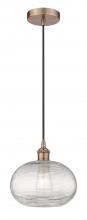  616-1P-AC-G555-10CL - Ithaca - 1 Light - 10 inch - Antique Copper - Cord hung - Mini Pendant