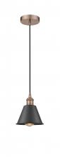  616-1P-AC-M8-BK-LED - Smithfield - 1 Light - 7 inch - Antique Copper - Cord hung - Mini Pendant