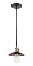  616-1P-BAB-M17-BK - Scallop - 1 Light - 8 inch - Black Antique Brass - Cord Hung - Mini Pendant