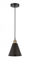  616-1P-BAB-MBC-8-BK-LED - Berkshire - 1 Light - 8 inch - Black Antique Brass - Cord hung - Mini Pendant