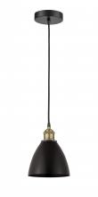  616-1P-BAB-MBD-75-BK-LED - Bristol - 1 Light - 8 inch - Black Antique Brass - Cord hung - Mini Pendant