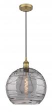  616-1P-BB-G1213-14SM - Athens Deco Swirl - 1 Light - 14 inch - Brushed Brass - Cord hung - Pendant