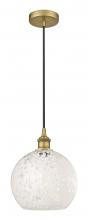  616-1P-BB-G1216-10WM - White Mouchette - 1 Light - 10 inch - Brushed Brass - Cord Hung - Mini Pendant