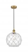 Innovations Lighting 616-1P-BB-G122-10RW-LED - Farmhouse Rope - 1 Light - 10 inch - Brushed Brass - Cord hung - Mini Pendant