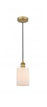  616-1P-BB-G341-LED - Hadley - 1 Light - 5 inch - Brushed Brass - Cord hung - Mini Pendant