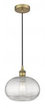  616-1P-BB-G555-10CL - Ithaca - 1 Light - 10 inch - Brushed Brass - Cord hung - Mini Pendant