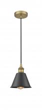 Innovations Lighting 616-1P-BB-M8-BK-LED - Smithfield - 1 Light - 7 inch - Brushed Brass - Cord hung - Mini Pendant