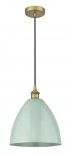  616-1P-BB-MBD-12-SF-LED - Plymouth - 1 Light - 12 inch - Brushed Brass - Cord hung - Mini Pendant