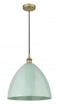  616-1P-BB-MBD-16-SF-LED - Plymouth - 1 Light - 16 inch - Brushed Brass - Cord hung - Mini Pendant