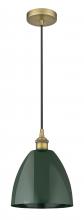  616-1P-BB-MBD-9-GR-LED - Plymouth - 1 Light - 9 inch - Brushed Brass - Cord hung - Mini Pendant