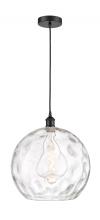  616-1P-BK-G1215-14 - Athens Water Glass - 1 Light - 13 inch - Matte Black - Cord hung - Pendant