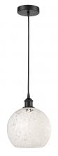  616-1P-BK-G1216-10WM - White Mouchette - 1 Light - 10 inch - Matte Black - Cord Hung - Mini Pendant