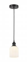  616-1P-BK-G559-5GWH - Bridal Veil - 1 Light - 5 inch - Matte Black - Cord hung - Mini Pendant