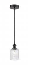  616-1P-BK-G559-5SDY - Bridal Veil - 1 Light - 5 inch - Matte Black - Cord hung - Mini Pendant