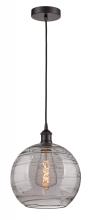  616-1P-OB-G1213-12SM - Athens Deco Swirl - 1 Light - 12 inch - Oil Rubbed Bronze - Cord hung - Mini Pendant