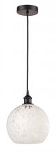  616-1P-OB-G1216-10WM - White Mouchette - 1 Light - 10 inch - Oil Rubbed Bronze - Cord Hung - Mini Pendant