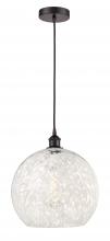  616-1P-OB-G1216-14WM - White Mouchette - 1 Light - 14 inch - Oil Rubbed Bronze - Cord Hung - Pendant