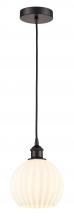  616-1P-OB-G1217-8WV - White Venetian - 1 Light - 8 inch - Oil Rubbed Bronze - Cord Hung - Mini Pendant