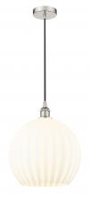  616-1P-PN-G1217-14WV - White Venetian - 1 Light - 14 inch - Polished Nickel - Cord Hung - Pendant