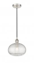  616-1P-PN-G555-10CL - Ithaca - 1 Light - 10 inch - Polished Nickel - Cord hung - Mini Pendant