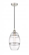  616-1P-PN-G557-8CL - Vaz - 1 Light - 8 inch - Polished Nickel - Cord hung - Mini Pendant