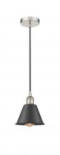 Innovations Lighting 616-1P-PN-M8-BK-LED - Smithfield - 1 Light - 7 inch - Polished Nickel - Cord hung - Mini Pendant