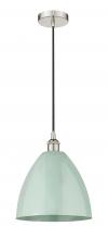  616-1P-PN-MBD-12-SF-LED - Plymouth - 1 Light - 12 inch - Polished Nickel - Cord hung - Mini Pendant