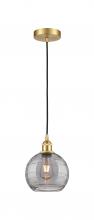  616-1P-SG-G1213-8SM - Athens Deco Swirl - 1 Light - 8 inch - Satin Gold - Cord hung - Mini Pendant