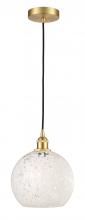  616-1P-SG-G1216-10WM - White Mouchette - 1 Light - 10 inch - Satin Gold - Cord Hung - Mini Pendant