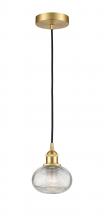  616-1P-SG-G555-6CL - Ithaca - 1 Light - 6 inch - Satin Gold - Cord hung - Mini Pendant