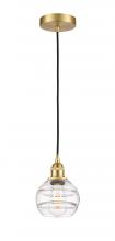  616-1P-SG-G556-6CL - Rochester - 1 Light - 6 inch - Satin Gold - Cord hung - Mini Pendant