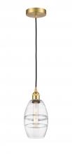  616-1P-SG-G557-6CL - Vaz - 1 Light - 6 inch - Satin Gold - Cord hung - Mini Pendant