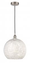  616-1P-SN-G1216-14WM - White Mouchette - 1 Light - 14 inch - Brushed Satin Nickel - Cord Hung - Pendant