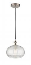  616-1P-SN-G555-10CL - Ithaca - 1 Light - 10 inch - Brushed Satin Nickel - Cord hung - Mini Pendant