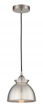  616-1P-SN-M14-SN - Adirondack - 1 Light - 8 inch - Brushed Satin Nickel - Cord hung - Mini Pendant