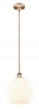  616-1S-AC-G1217-12WV - White Venetian - 1 Light - 12 inch - Antique Copper - Stem Hung - Mini Pendant