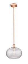  616-1S-AC-G555-12CL - Ithaca - 1 Light - 12 inch - Antique Copper - Cord hung - Mini Pendant