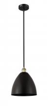  616-1S-BAB-MBD-12-BK-LED - Bristol - 1 Light - 12 inch - Black Antique Brass - Cord hung - Mini Pendant